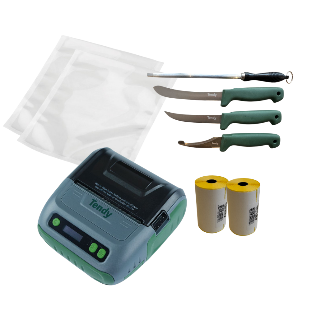 Tendy paket - Scriptor, slaktset, 2 st 76x50 etiketter, 2 st 22x30cm vakuumpåsar